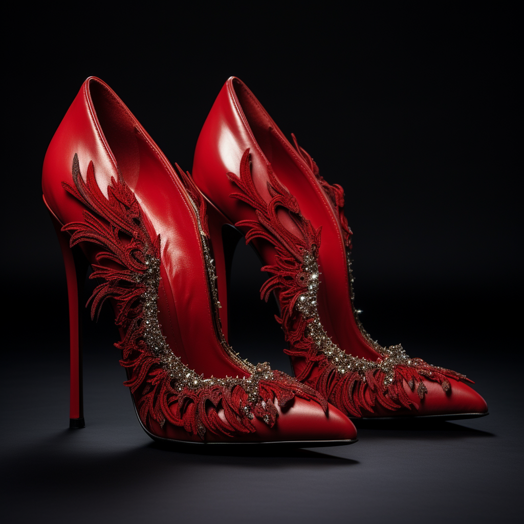 Red feathered heels