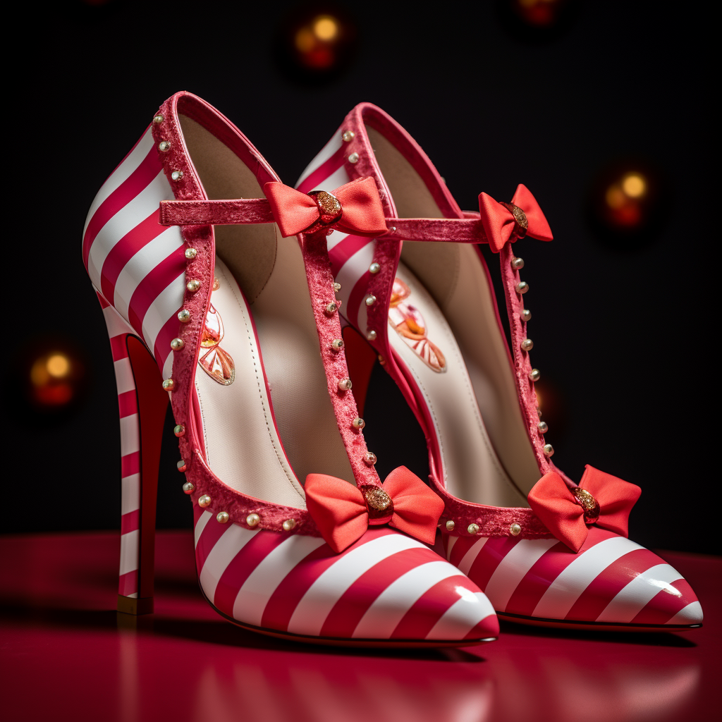Red and white striped heels