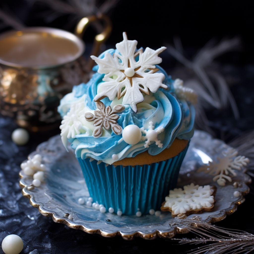 This cupcake is covered with snowflake designs