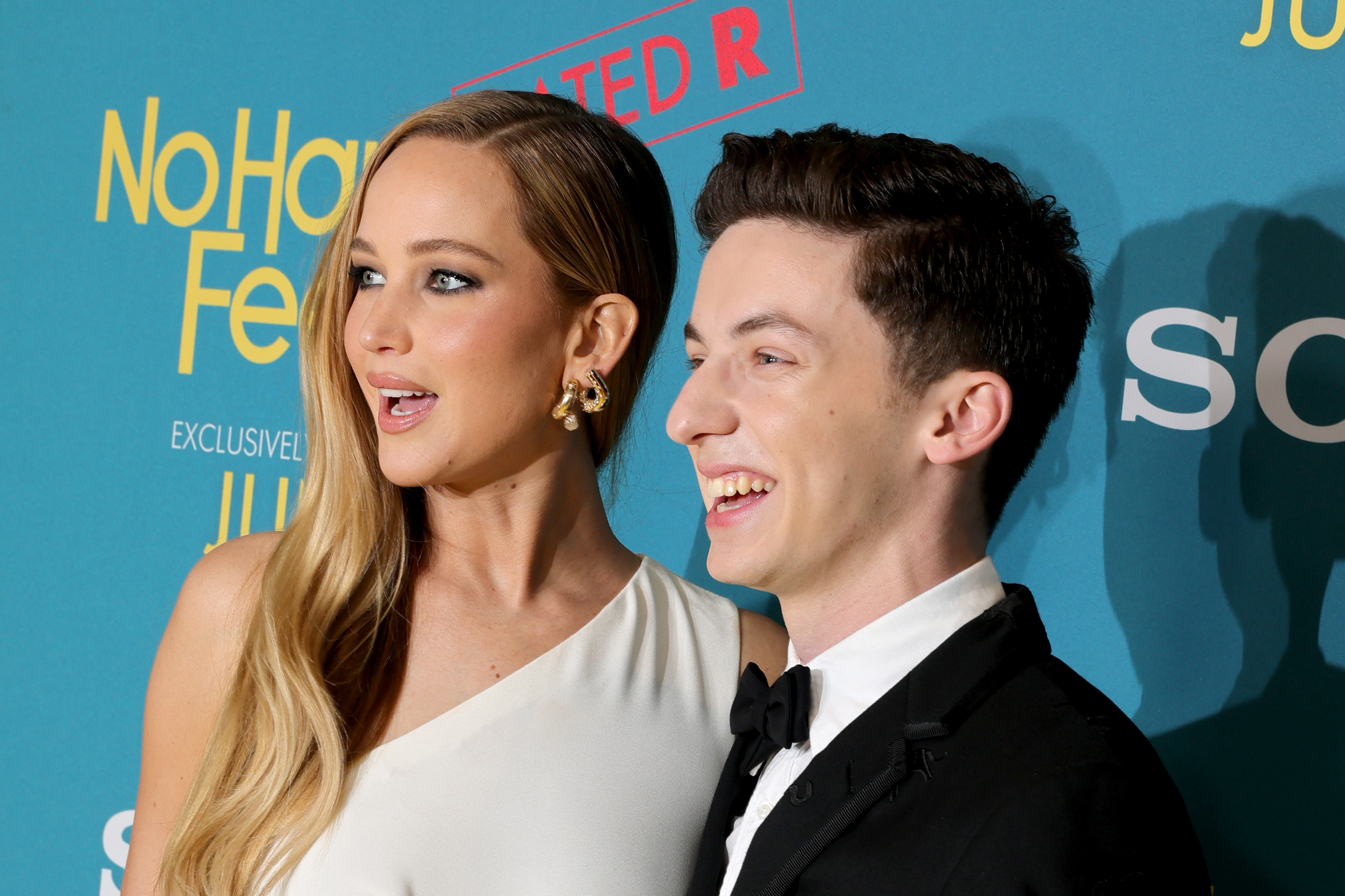 Close-up of Jennifer and Andrew at a media event