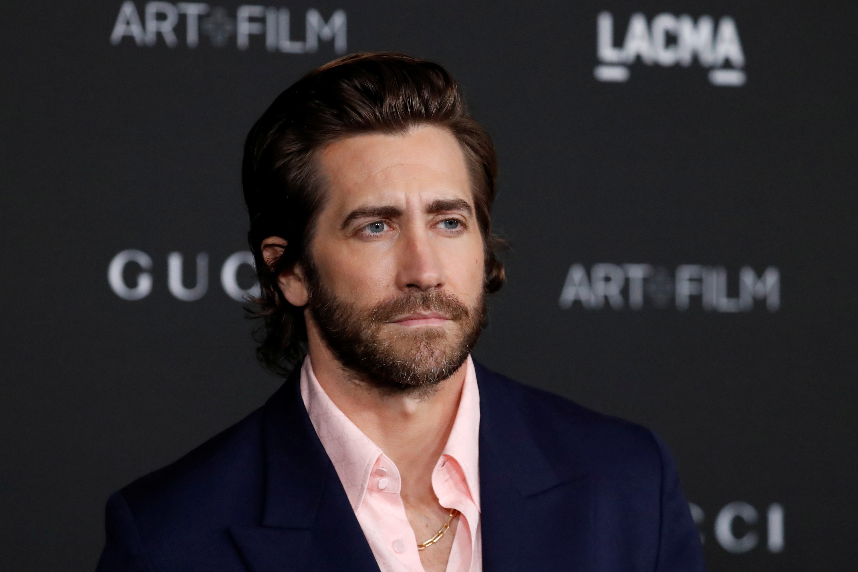 A closeup of Jake Gyllenhaal on the red carpet