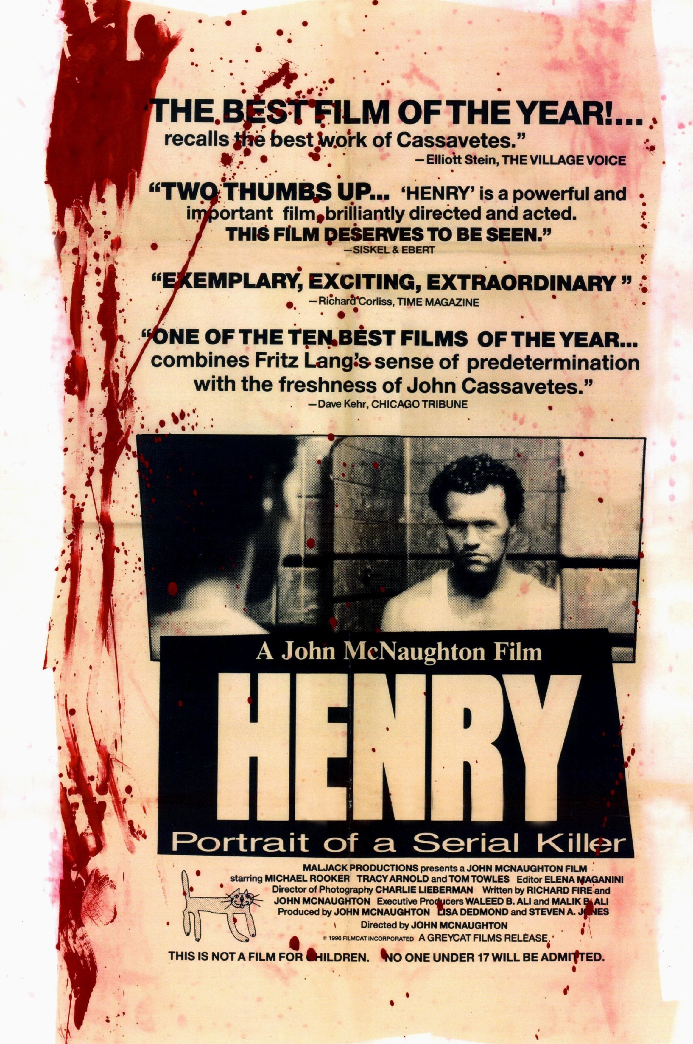 Poster image for the film &quot;Henry: Portrait of a Serial Killer&quot; showing Henry, portrayed by Michael Rooker, staring at himself in the mirror