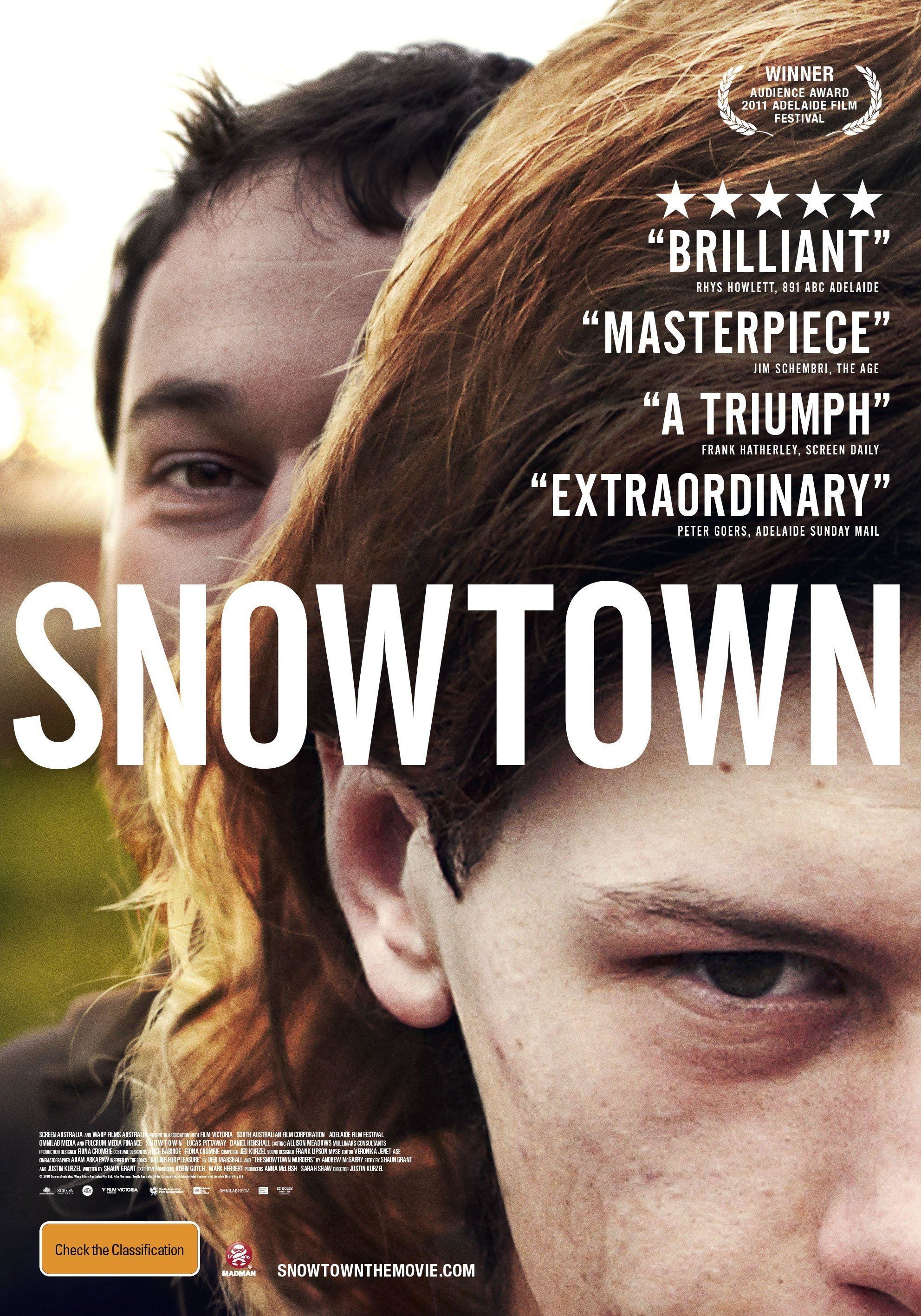 Poster image for the movie &quot;Snowtown&quot; depicting two boys staring at the camera; the one in the background is smiling, while the one in the foreground looks menacing