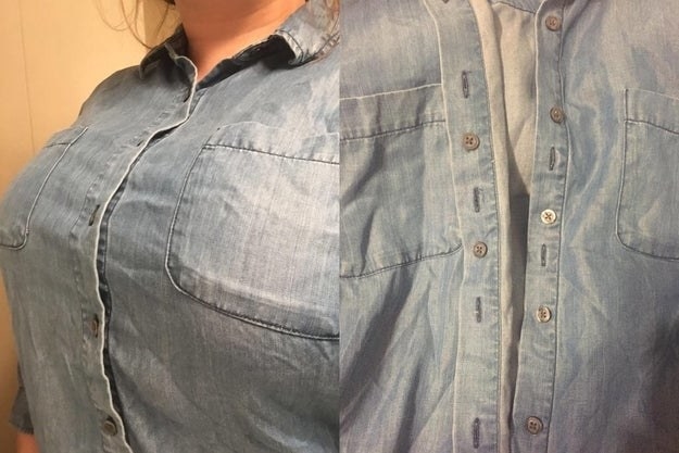 A button-up shirt with an extra layer of buttons on the inside flap
