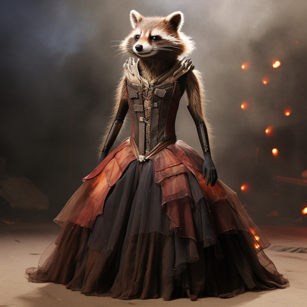 Rocket Raccoon in a dress