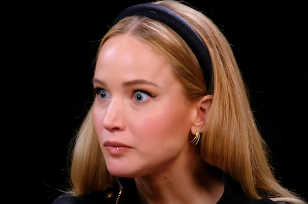 Jennifer Lawrence opening her eyes wide