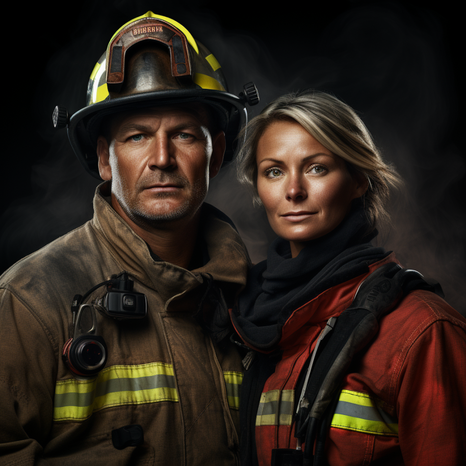 tough looking man and woman wearing a uniform