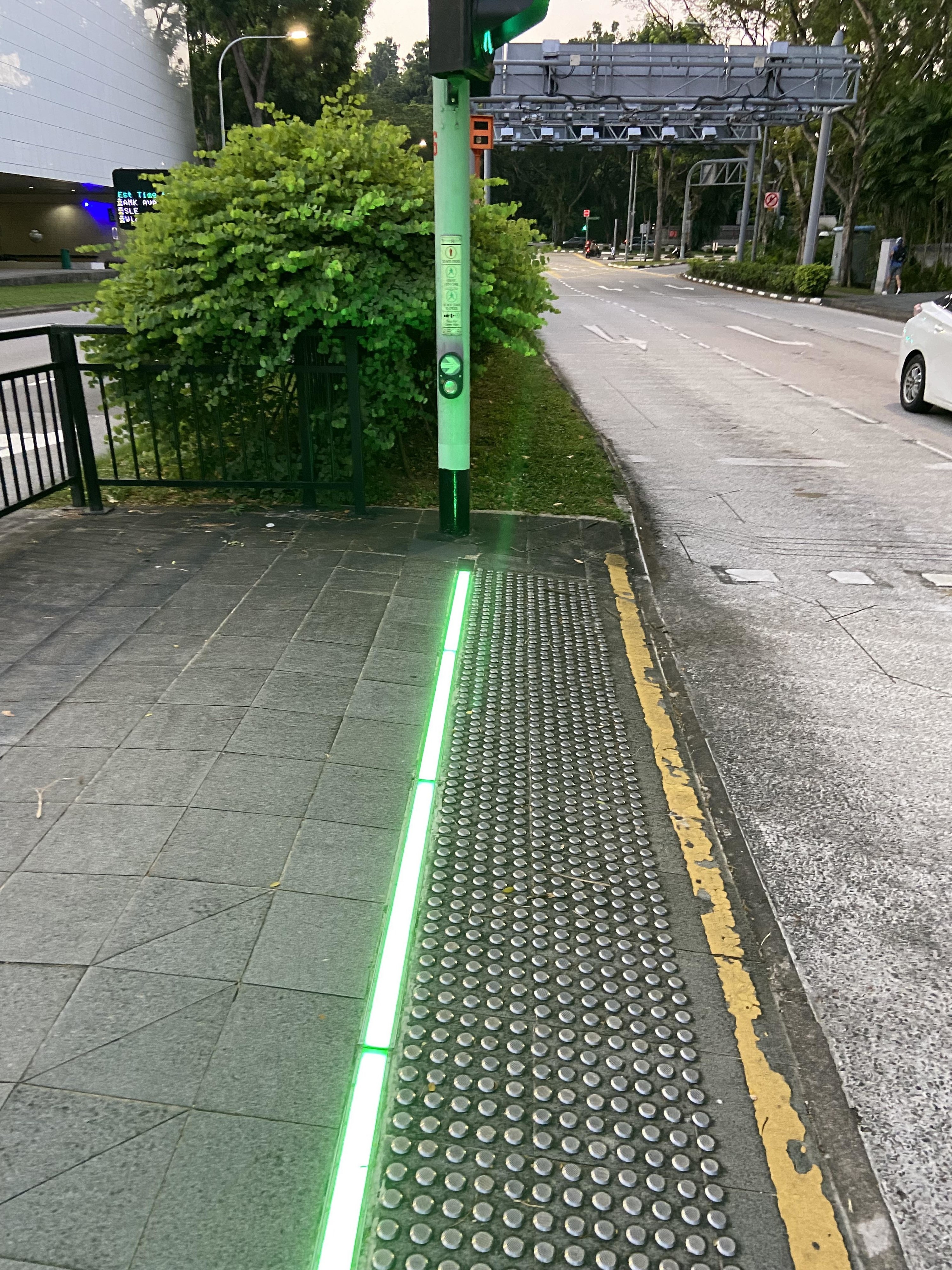 Lights on the ground of a crosswalk