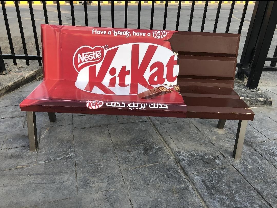 A bench that looks like a Kit Kat bar