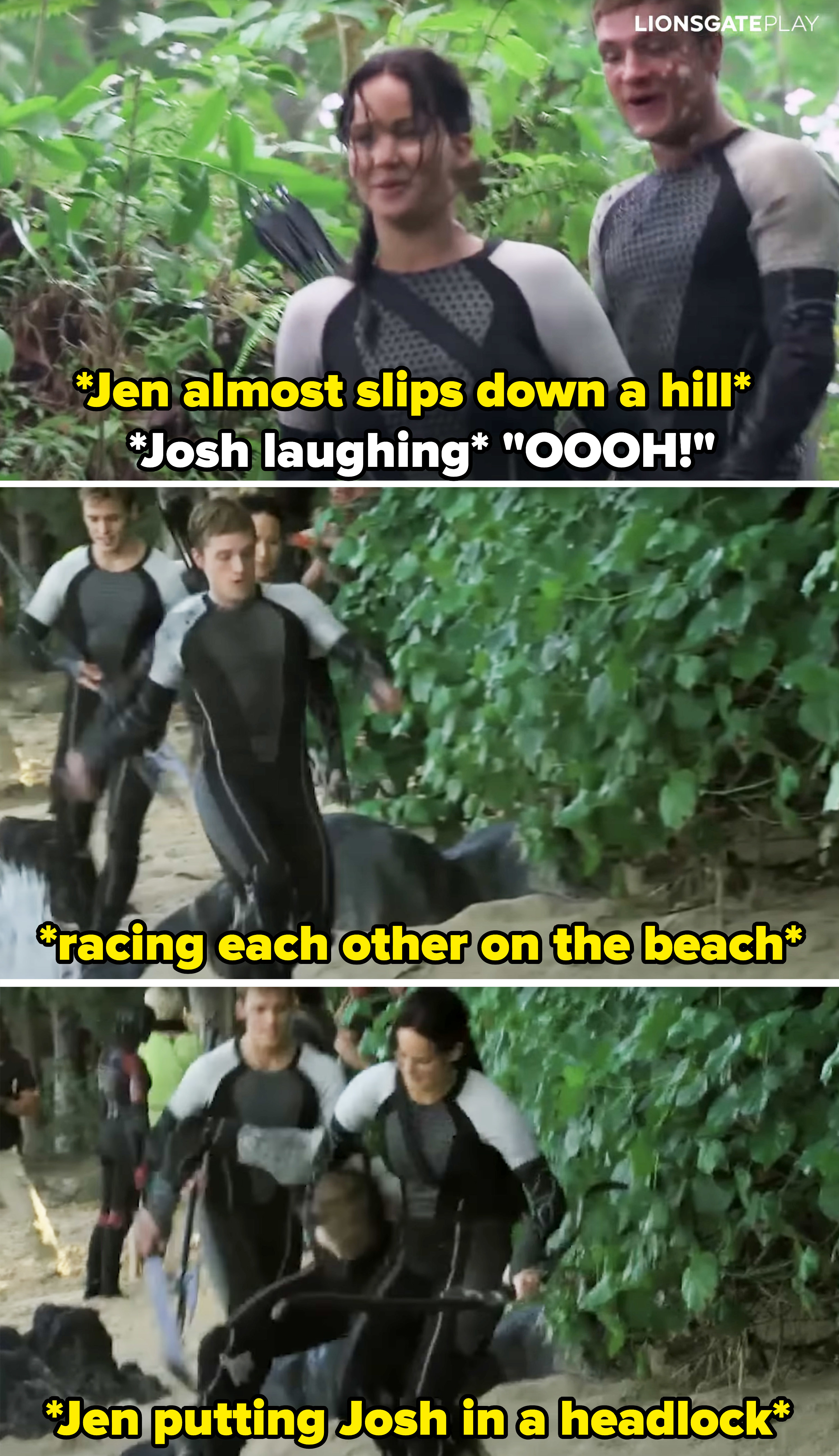 Jen putting Josh in a headlock