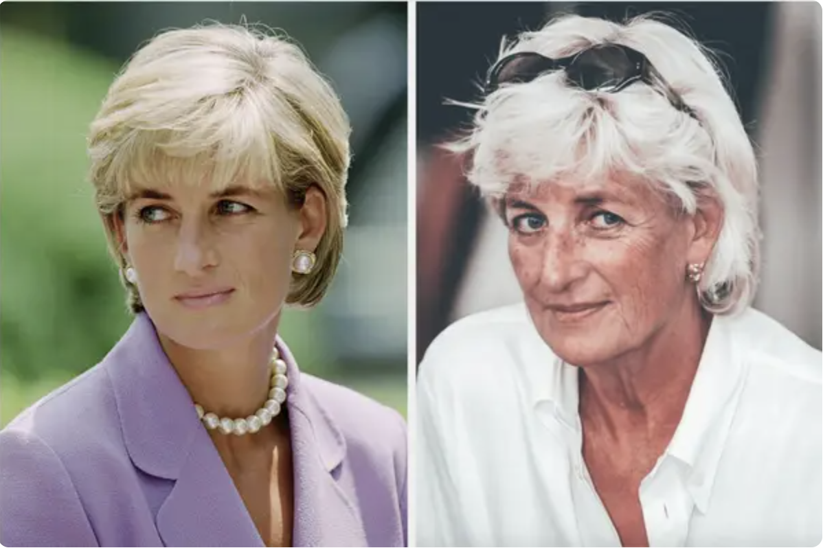 side-by-side of Princess Diana young and old