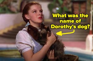 Dorothy holding her dog.