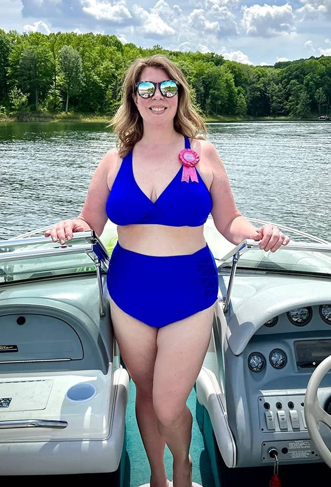 A reviewer successful the royal bluish bikini