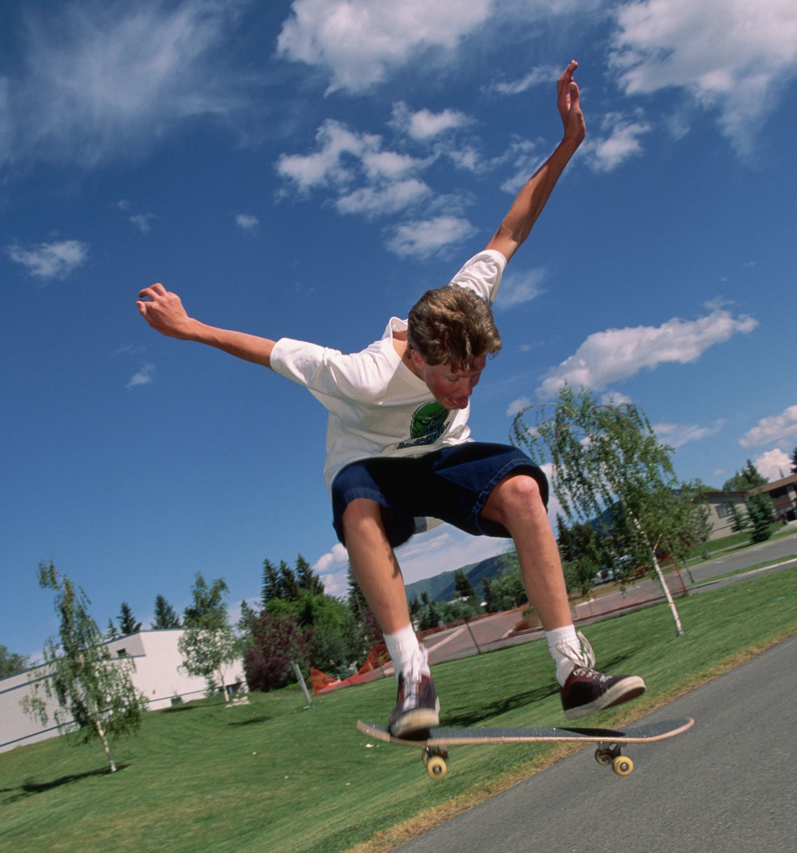 A man skateboarding
