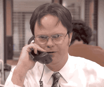 Dwight answering the phone on &quot;The Office.&quot;