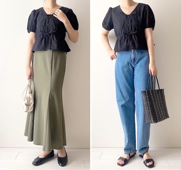 GU(ジーユー)のおすすめのトップス「コットンレースリボンブラウス(半袖)YT+E」