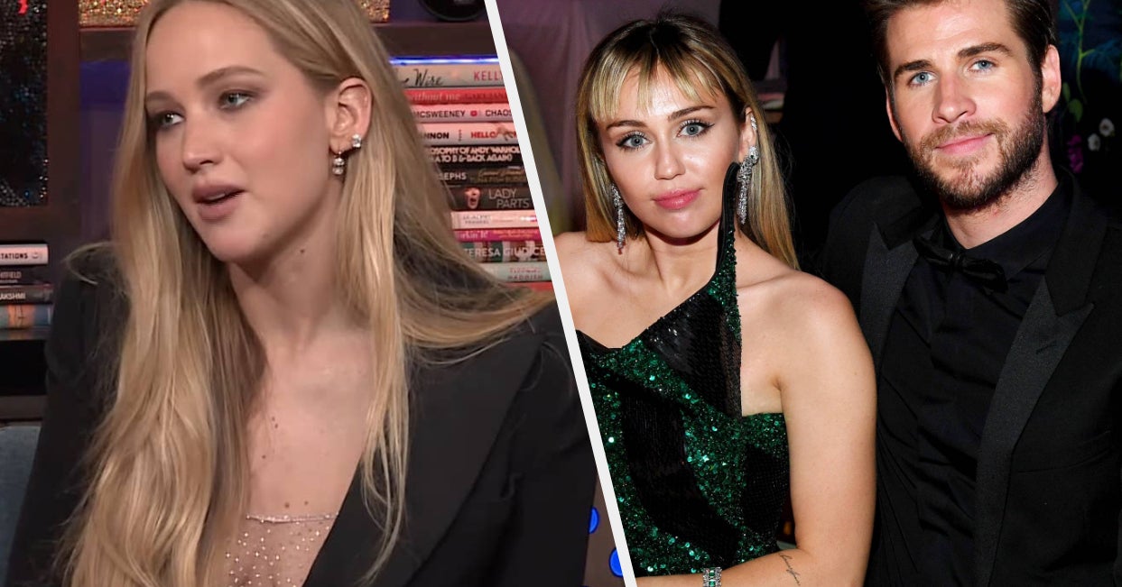 Jennifer Lawrence Denied That Miley Cyrus Shaded Her In The Flowers Music Video And Said The Gold Dress Was A Coincidence After Clarifying She And Liam Hemsworth Only Kissed One Time  BuzzFeed News