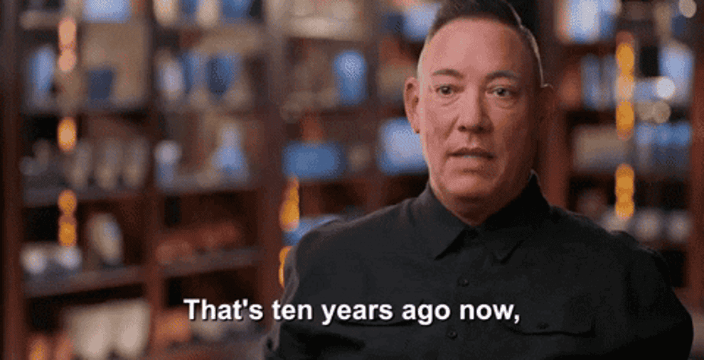 gif of person on sushi master saying that&#x27;s ten years ago and it&#x27;s been a blast ever since