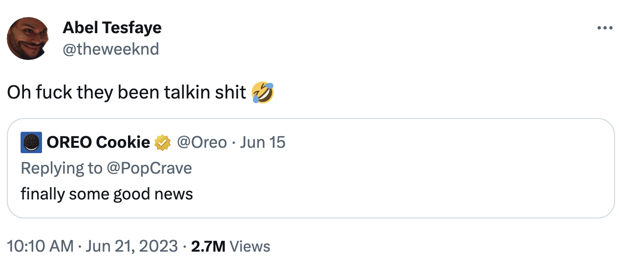 His comment: "Oh fuck they been talkin shit"