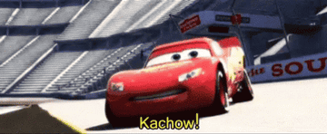 Lightning McQueen from Cars saying &quot;kachow!&quot;