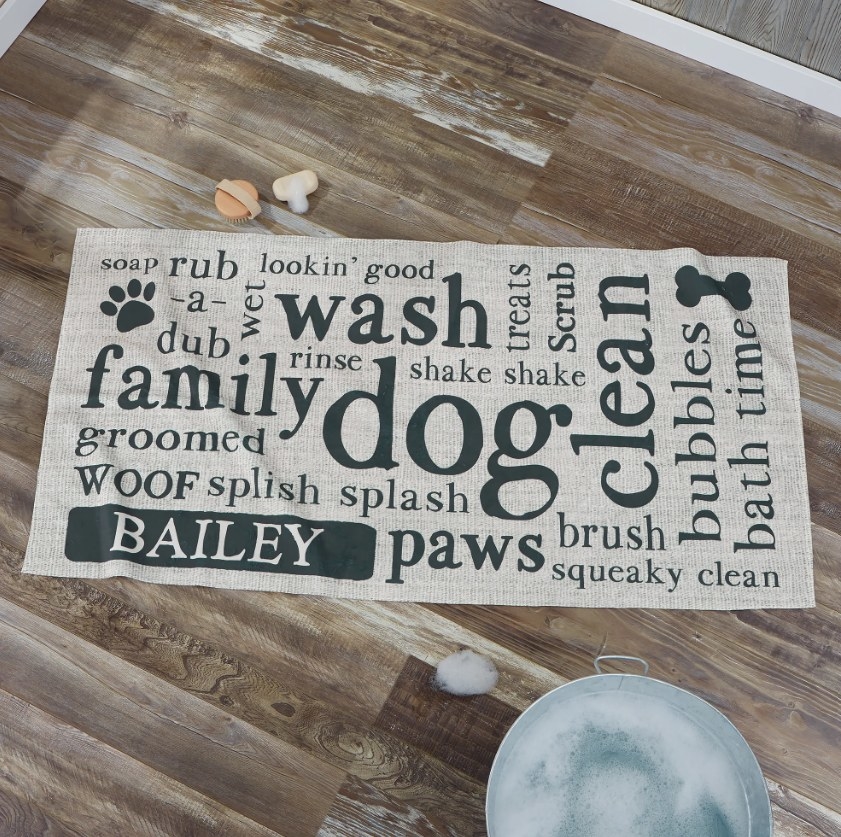 the personalized pet towel with the name Bailey on it