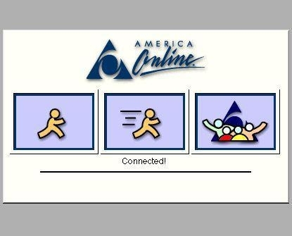 The America Online dial-up screen