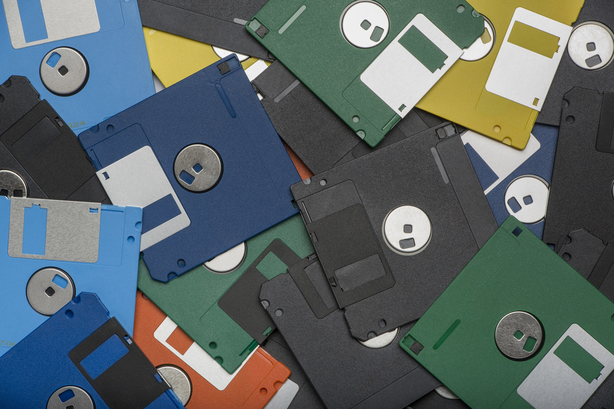 A pile of floppy disks