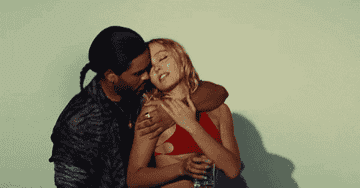 Abel and Lily-Rose embracing on The Idol