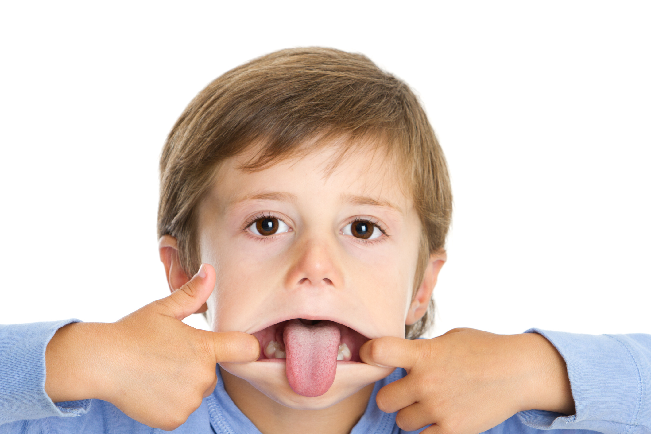 A child sticking out their tongue