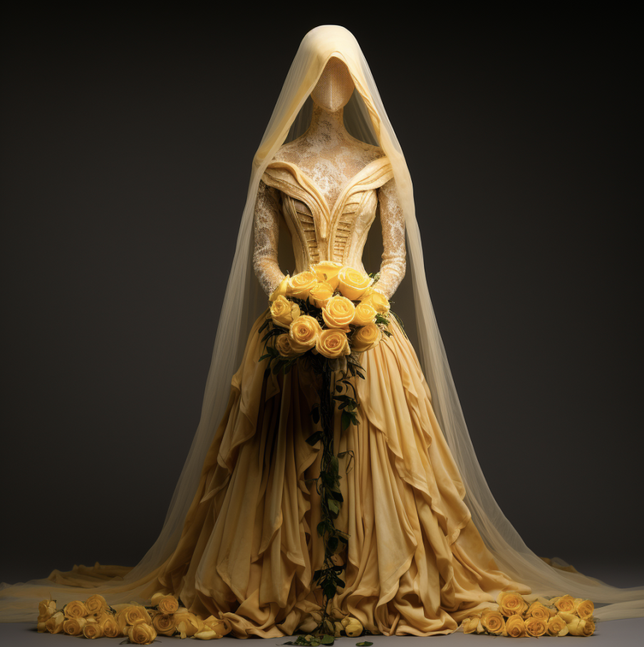 long simple veil with a long train, the strapless dress is worn over a lace under body suit and the skirt cascades down