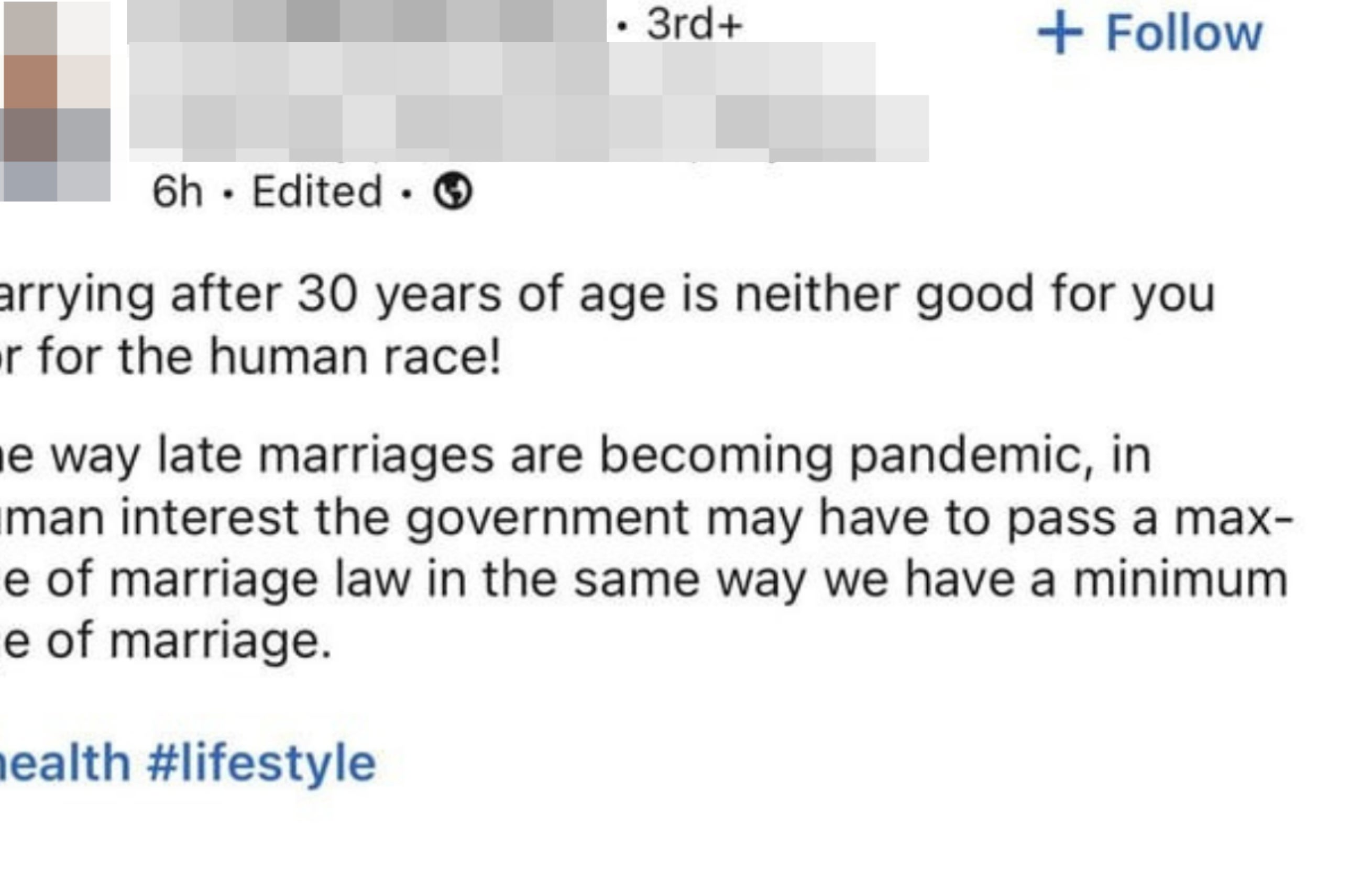 "the government may have to pass a max-age of marriage law in the same way we have a minimum age of marriage."