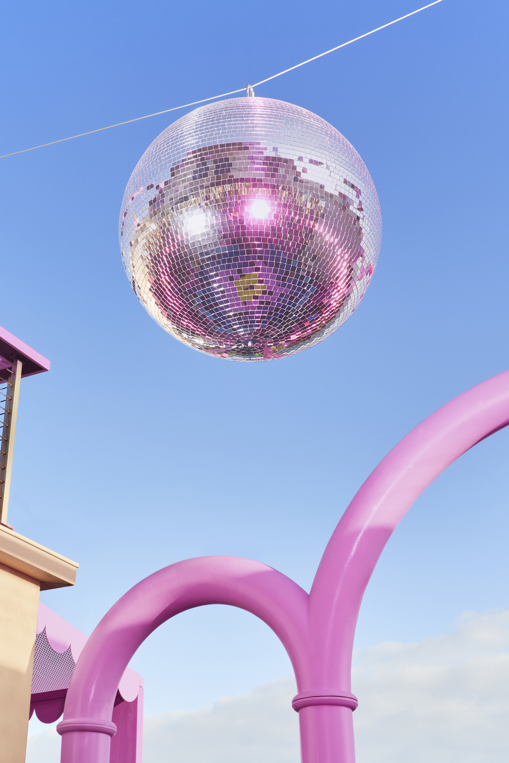 A closeup of a disco ball