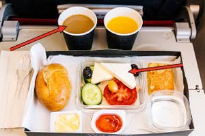 a food tray served on an airplane