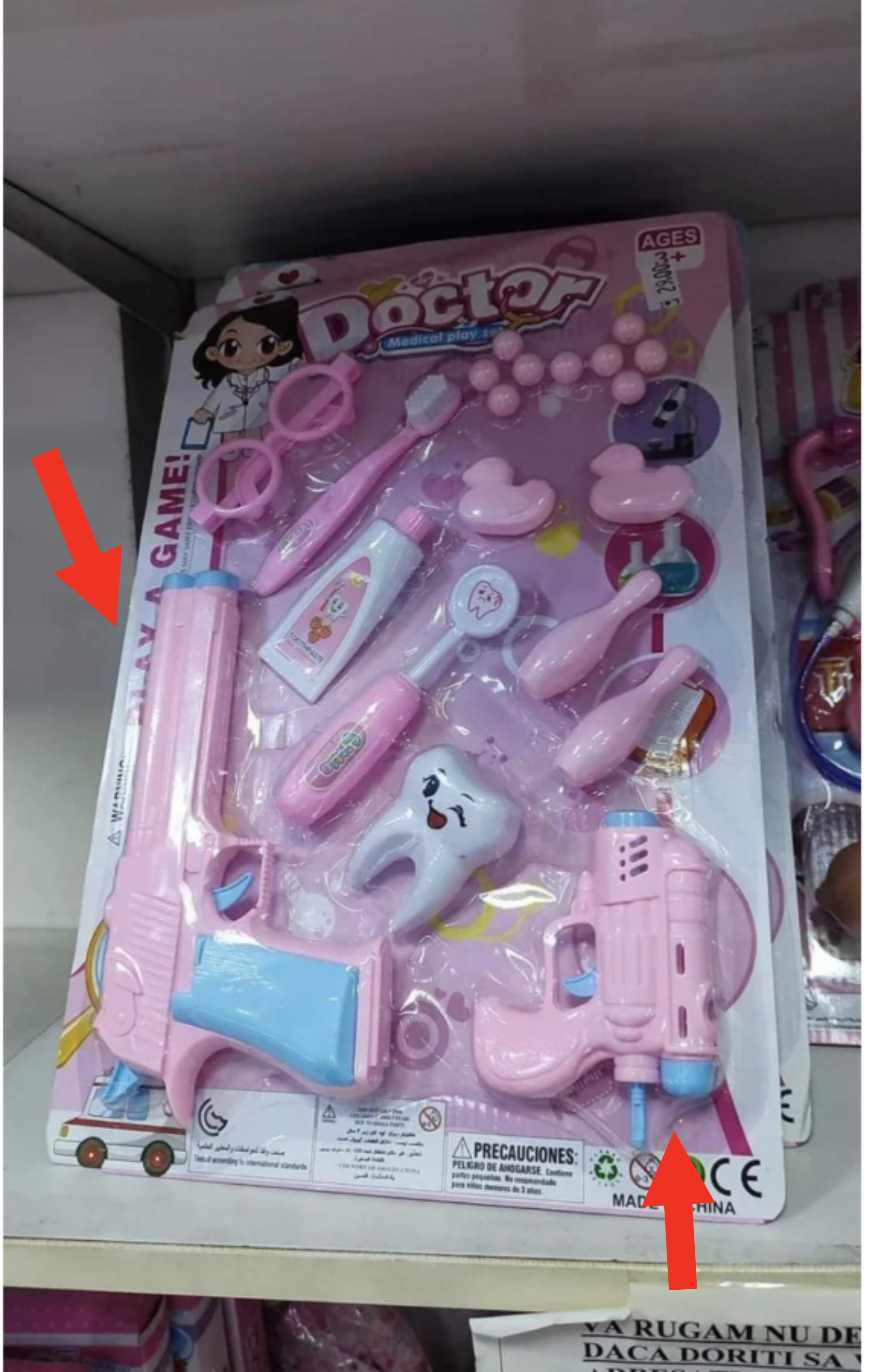 A pink gun in a doctor&#x27;s toy