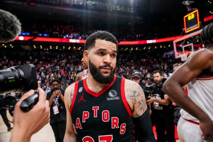 Fred VanVleet #23 of the Toronto Raptors looks on after being defeated by the Chicago Bulls