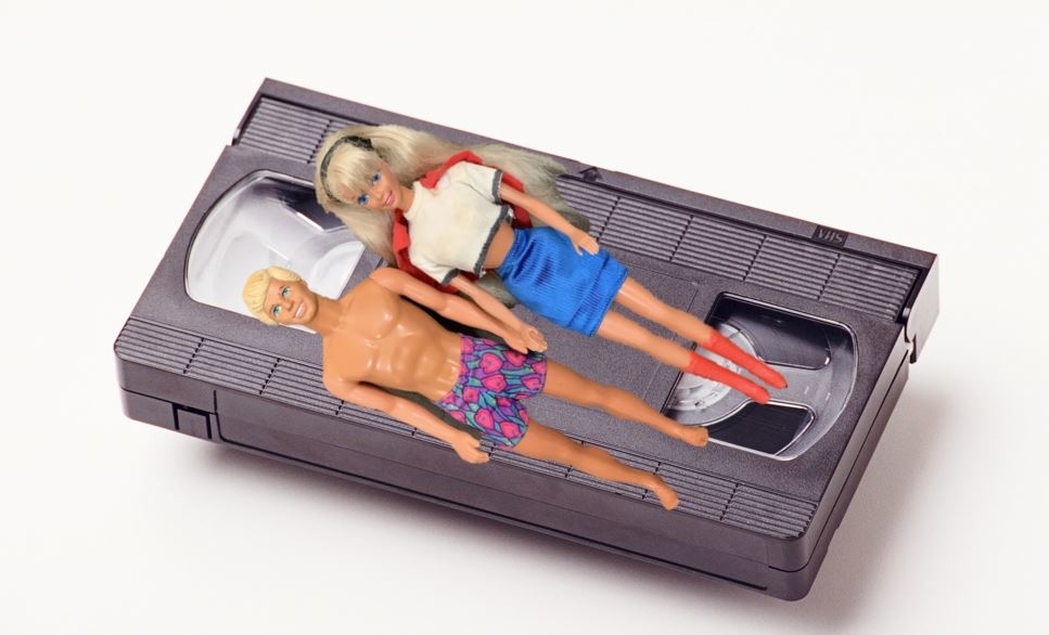 Barbie and Ken &#x27;sleeping&#x27; on a VHS tape