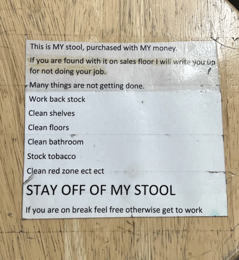 &#x27;STAY OFF OF MY STOOL&#x27;