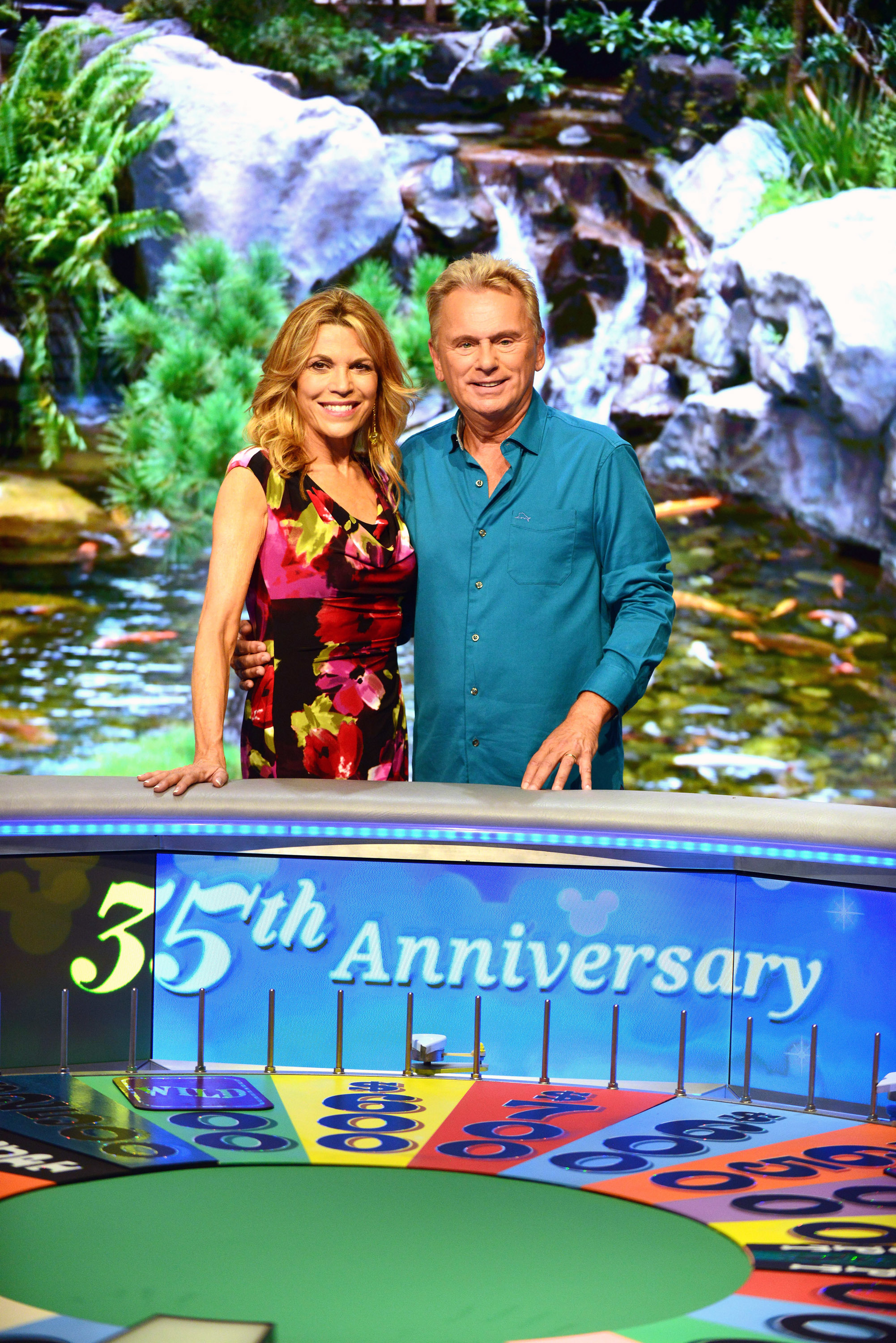 Closeup of Vanna White and Pat Sajak