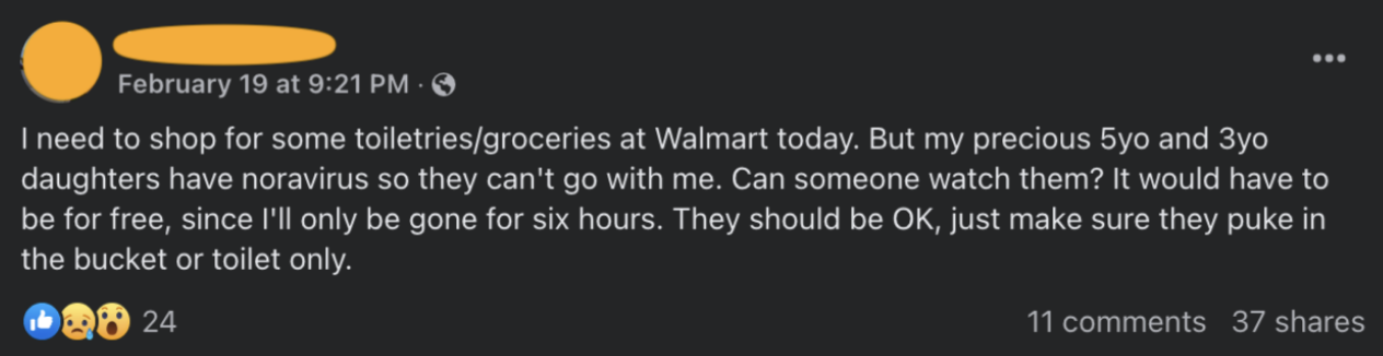 &quot;I need to shop for some toiletries/groceries at Walmart today.&quot;