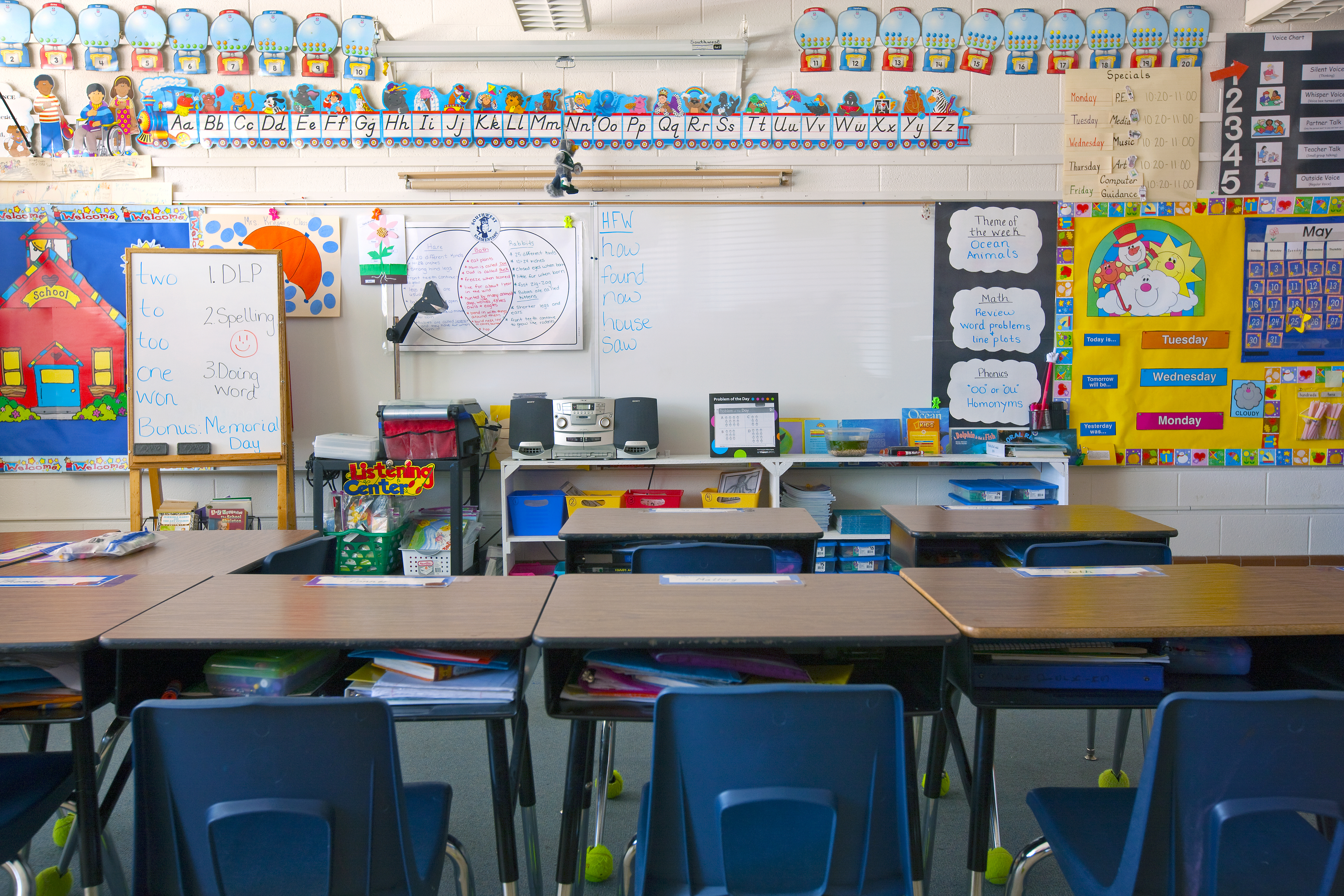 An elementary school classroom