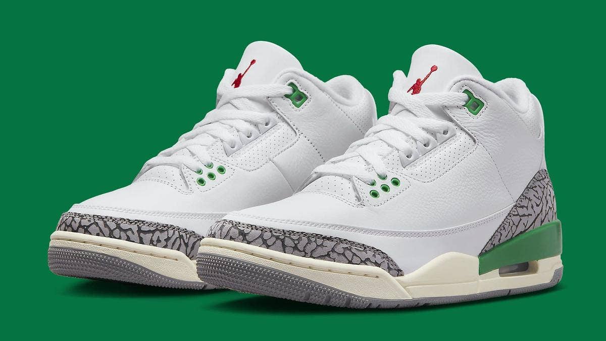 The 'Lucky Green' Air Jordan 3 introduces a Boston Celtics-like palette to the model, which will release exclusively in women's sizing in May 2023.