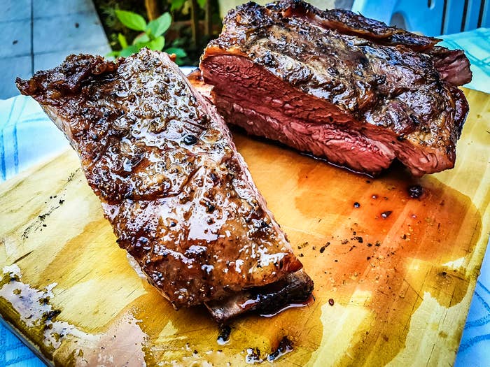 Cuts of steak on a cutting board