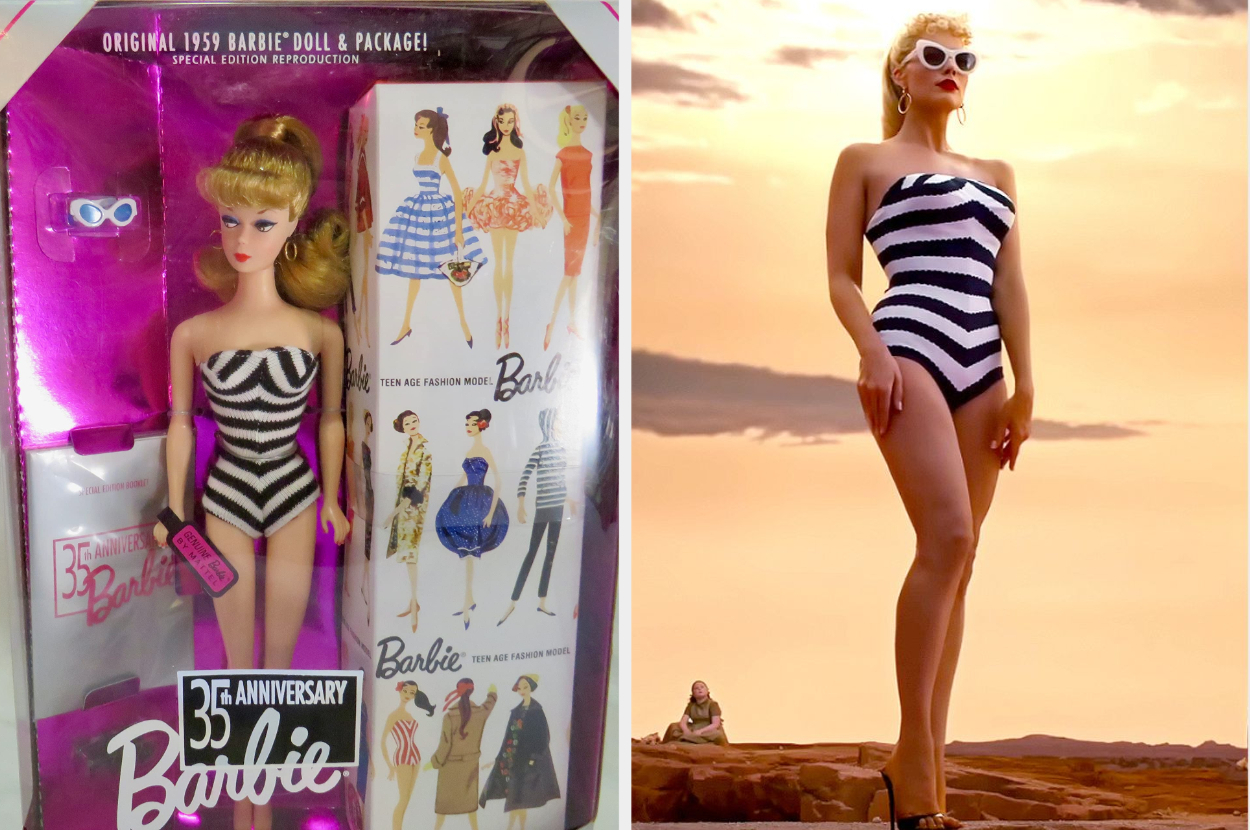 Side-by-side of the original Barbie and a screenshot from &quot;Barbie&quot;