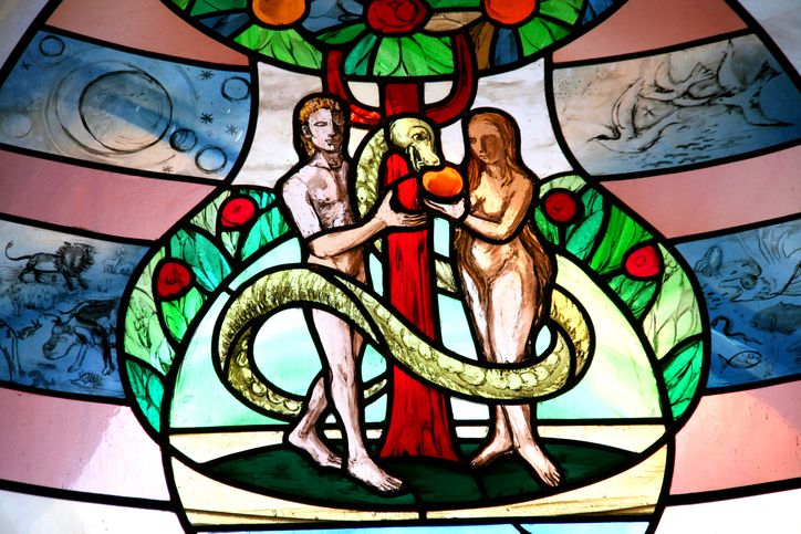 A religious stained glass rendering