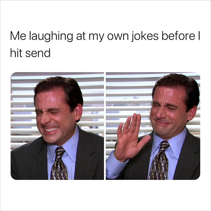Michael laughing in his confessional.