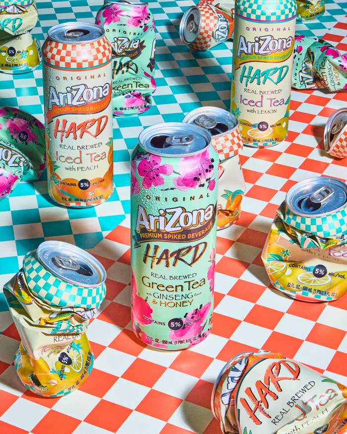 A series of cans of AriZona Hard iced teas