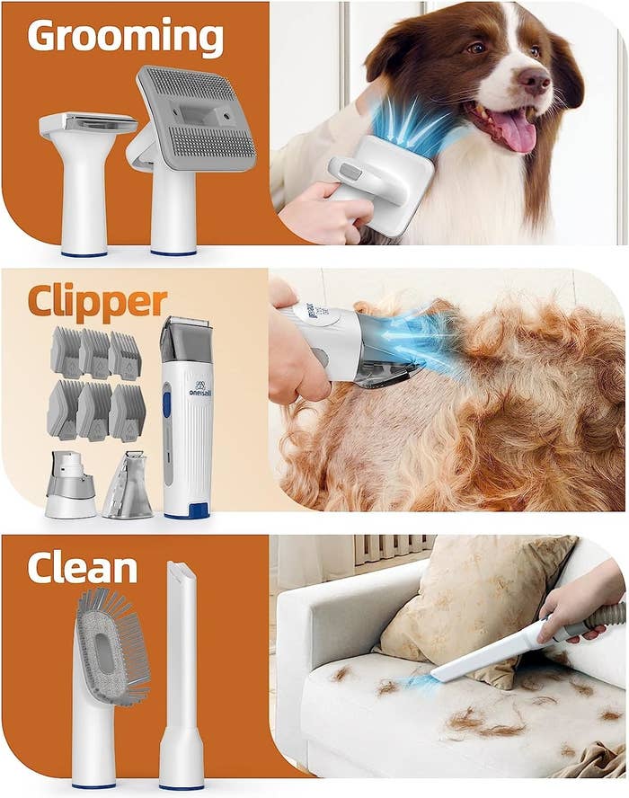 a dog grooming vacuum kit and it&#x27;s attachments