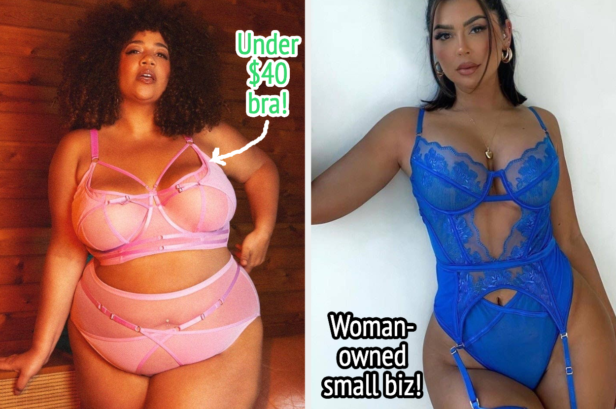 (left) pink cut-out set (right) blue bodysuit