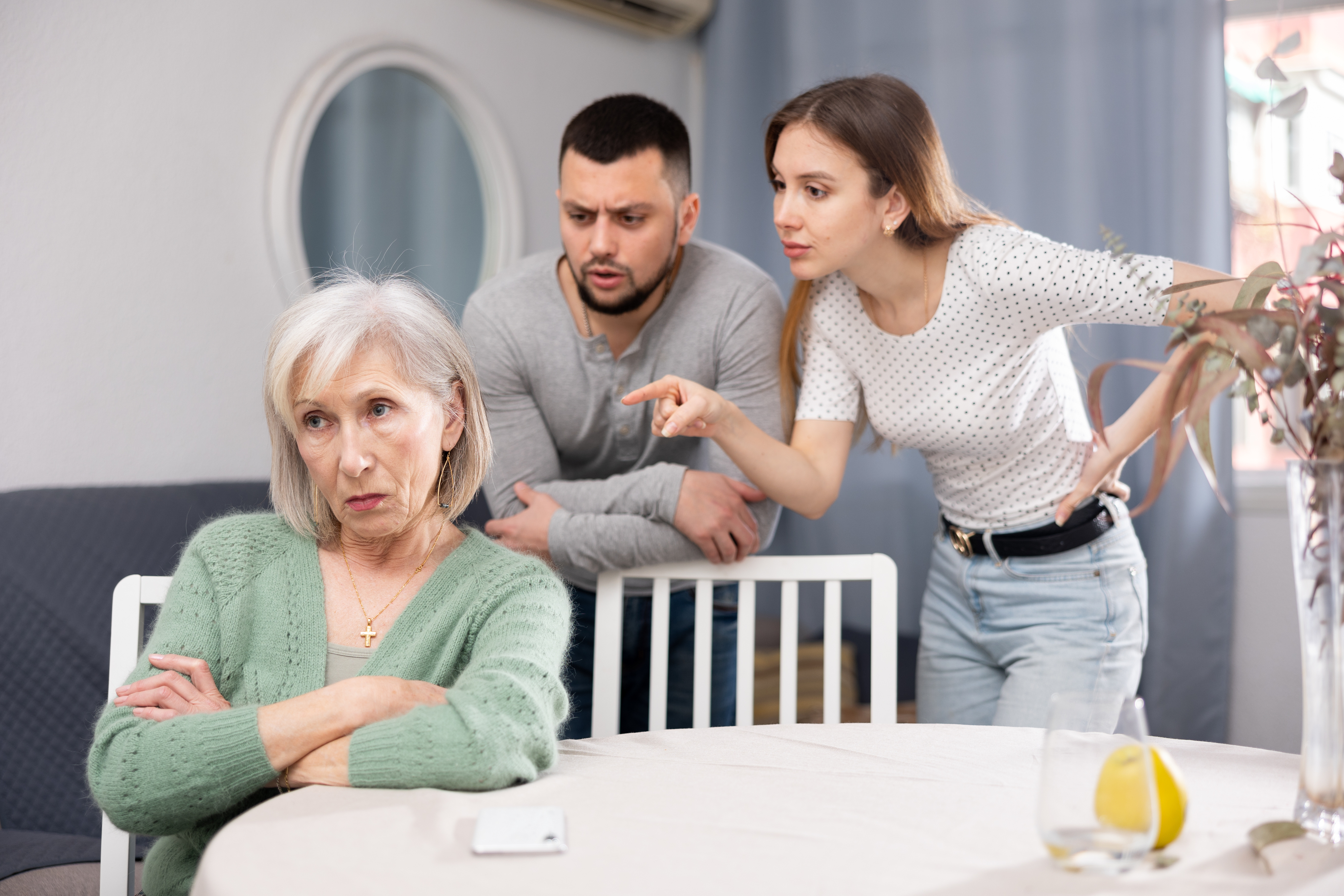 couple fighting with mother-in-law