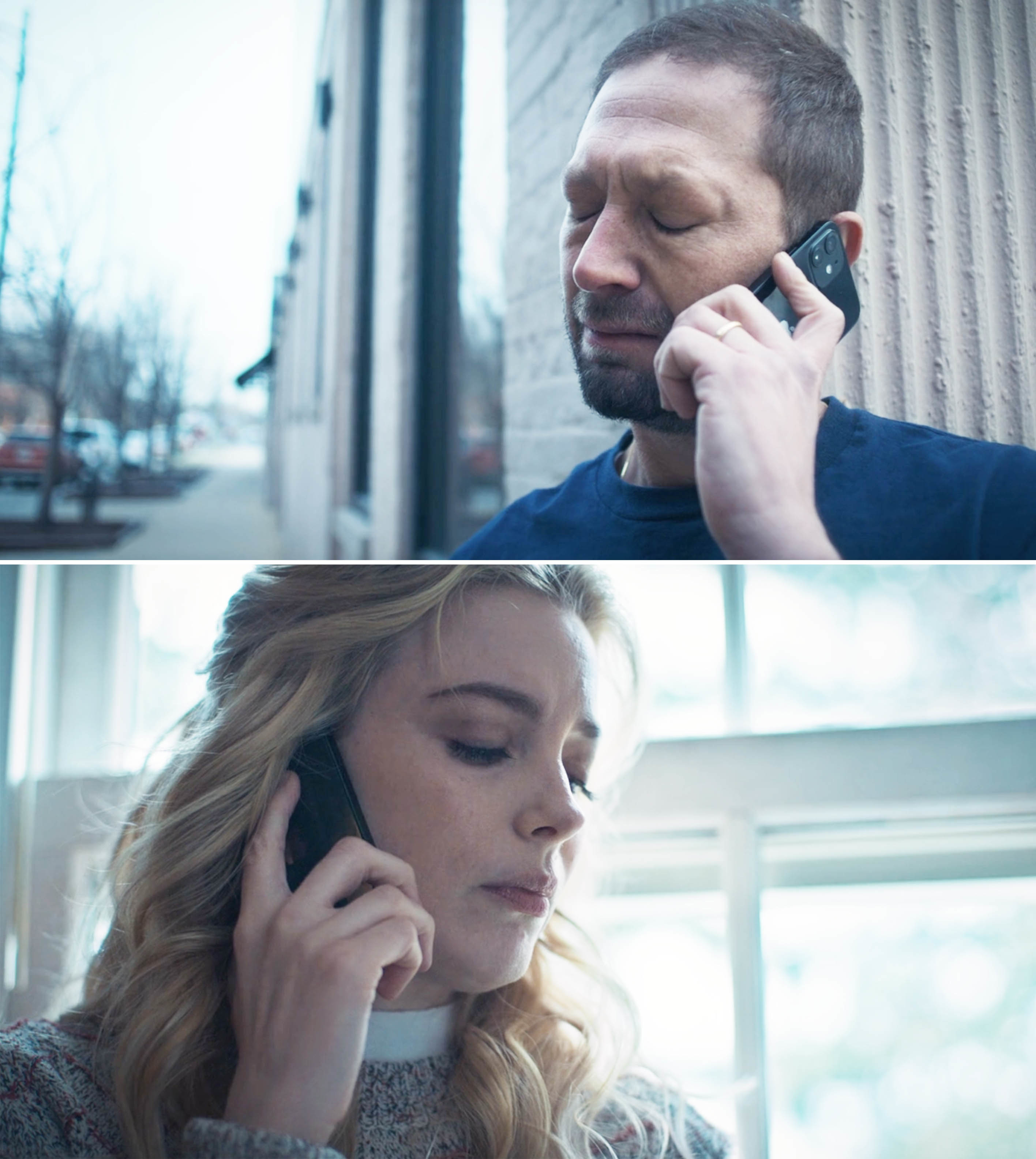 Close-ups of Richie and Tiffany on the phone